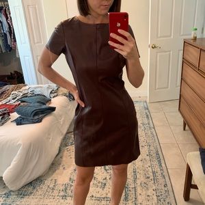 Faux leather maroon bodycon dress
